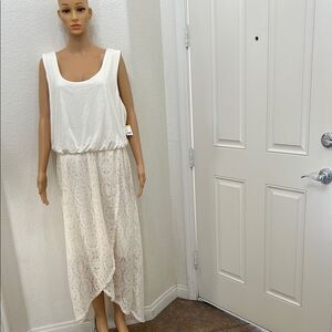 Simply Emma Cream Off White Lace Midi Dress Scoop Neck Sleeveless Size 3X New